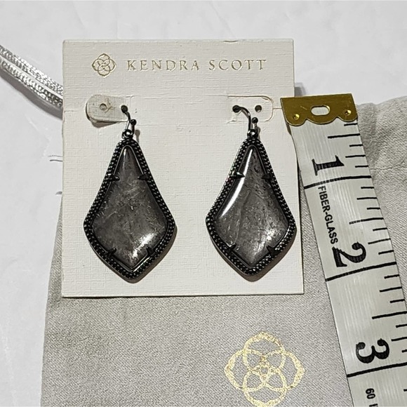 Kendra Scott Alex Drop earrings gunmetal tone mirror rock - Picture 3 of 7